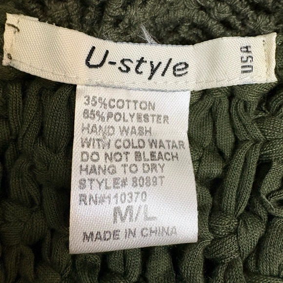 U-style Olive Green Macrame Crochet Gold Tone Beaded Festival Ready Cropped Vest - Picture 8 of 8